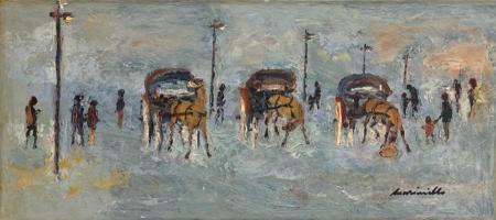 Art work by Domenico Mariniello Paesaggio di carrozzelle - oil canvas 